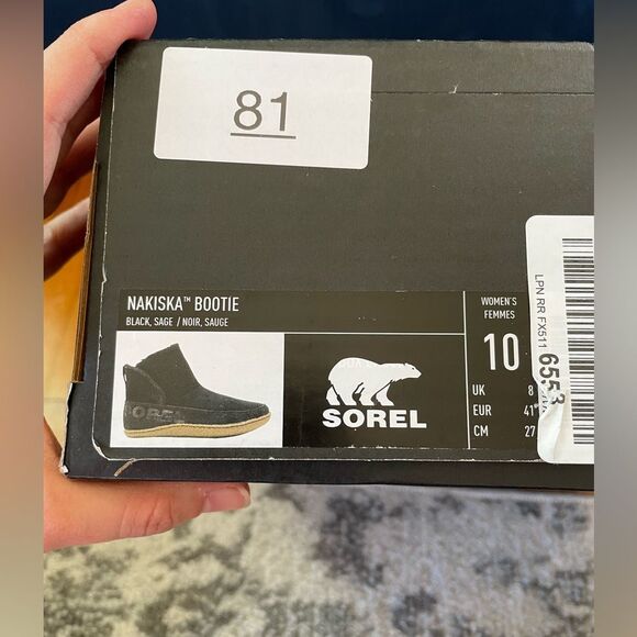 Sorel Nakiska Faux Fur Lined Bootie in black, women's size US 10 EU 41 NEW - Picture 7 of 7